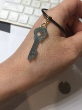 Load image into Gallery viewer, 100% natural type A icy watery light green blue gray Guatemala jadeite Key to the Heart pendant PE27
