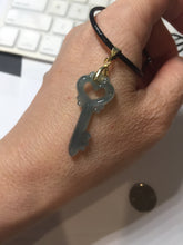 Load image into Gallery viewer, 100% natural type A icy watery light green blue gray Guatemala jadeite Key to the Heart pendant PE27
