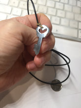 Load image into Gallery viewer, 100% natural type A icy watery light green blue gray Guatemala jadeite Key to the Heart pendant PE27
