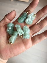 Load image into Gallery viewer, 100% natural type A sunny green jadeite jade 3D PiXiu (貔貅) pendant group AX150
