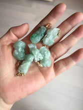 Load image into Gallery viewer, 100% natural type A sunny green jadeite jade 3D PiXiu (貔貅) pendant group AX150
