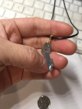 Load image into Gallery viewer, 100% natural type A icy watery light green blue gray Guatemala jadeite Key to the Heart pendant PE27
