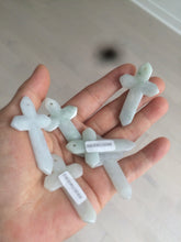 Load image into Gallery viewer, 100% Natural type A light green/white/gray jadeite Jade Hand-held cross or cross pendant AY55

