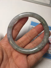 Load image into Gallery viewer, 57.4mm Certified Type A 100% Natural light green purple gray round cut Jadeite Jade bangle BQ60-6887
