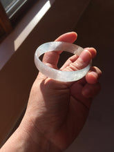 Load image into Gallery viewer, 53mm certified 100% natural Type A icy watery white light green gray (淡油青)Jadeite jade bangle PB268-1037
