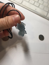 Load image into Gallery viewer, 100% natural type A icy watery light green blue gray Guatemala jadeite little Calf Pendant to the Heart pendant PE28
