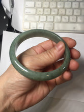 Load image into Gallery viewer, 61mm certified type A 100% Natural oily dark green gray Jadeite jade bangle PJ46-2867
