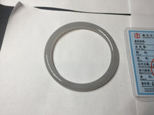 Load image into Gallery viewer, 51mm Certified 100% Natural Icy Pale Smoky Purple (烟紫) Gray Black Round Cut Nephrite Jade Bangle HN140-3371
