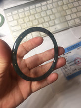 Load image into Gallery viewer, 60.7mm Certified Type A 100% Natural ice watery dark blue/green/purple/gray/black Guatemala slim round cut Jadeite bangle AZ149-2490
