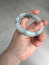 Load image into Gallery viewer, 54.5mm Certified 100% natural Type A light purple with green floating flowers jadeite jade bangle BN14-7084
