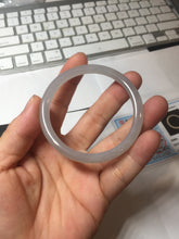 Load image into Gallery viewer, 51mm Certified 100% Natural Icy Pale Smoky Purple (烟紫) Gray Black Round Cut Nephrite Jade Bangle HN140-3371
