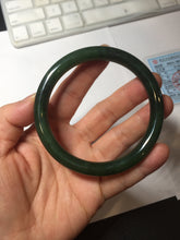 Load image into Gallery viewer, 59.7mm certified 100% Natural dark green/black nephrite (碧玉)  bangle HN151-0527
