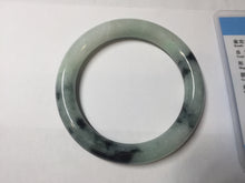 Load image into Gallery viewer, 57.8mm certified 100% natural type A dark green white with green floating flowers jadeite bangle PH147-5857
