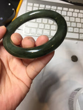 Load image into Gallery viewer, 57.4m certified 100% Natural dark green/black round cut nephrite (碧玉)  bangle HN183
