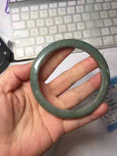 Load image into Gallery viewer, 61.2mm certified type A 100% Natural dark green gray Jadeite jade bangle PJ47-2858
