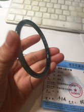 Load image into Gallery viewer, Sold please don't order. Thx. 60.6mm Certified Type A 100% Natural ice watery dark blue/green/purple/gray/black Guatemala slim round cut Jadeite bangle AZ150-2492
