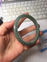 Load image into Gallery viewer, 61.2mm certified type A 100% Natural dark green gray Jadeite jade bangle PJ47-2858
