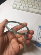 Load image into Gallery viewer, 56mm Certified Type A 100% Natural green/black/gray with dark green floating flowers slim round cut Jadeite bangle PD76-5745
