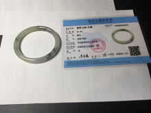 Load image into Gallery viewer, 52mm certified type A 100% Natural green/white with floating flowers slim oval jadeite jade bangle BP26-2670
