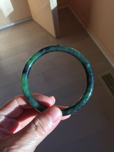 Load image into Gallery viewer, 60.5mm Certified 100% Natural Fresh Young Green/Dark Green/Black Green Ink Painting (绿水墨) Round Cut Nephrite (Wulanhai 乌兰海碧玉) Bangle HF132-7334
