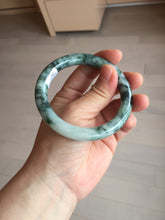 Load image into Gallery viewer, 56mm certified 100% natural Type A silent snow and green forest round cut jadeite jade bangle AA36-4282

