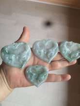 Load image into Gallery viewer, 100% Natural type A light green/white concentric hearts/pinky promise(执子之手，与子偕老) jadeite Jade pendant necklace AZ74
