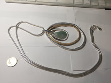 Load image into Gallery viewer, 100% natural Type A light green blue Jadeite water dorp pendant with Layered Gold &amp; Silver Rings Necklace PE29
