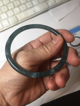 Load image into Gallery viewer, Sold please don't order. Thx. 60.6mm Certified Type A 100% Natural ice watery dark blue/green/purple/gray/black Guatemala slim round cut Jadeite bangle AZ150-2492
