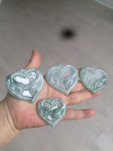 Load image into Gallery viewer, 100% Natural type A light green/white concentric hearts/pinky promise(执子之手，与子偕老) jadeite Jade pendant necklace AZ74
