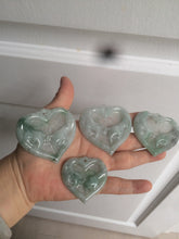 Load image into Gallery viewer, 100% Natural type A light green/white concentric hearts/pinky promise(执子之手，与子偕老) jadeite Jade pendant necklace AZ74
