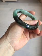 Load image into Gallery viewer, 58.5mm certified Type A 100% Natural sunny green dark green light green (half mountain half watery 半山半水) Jadeite Jade bangle PB194-9765
