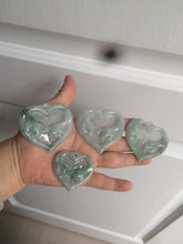 Load image into Gallery viewer, 100% Natural type A light green/white concentric hearts/pinky promise(执子之手，与子偕老) jadeite Jade pendant necklace AZ74
