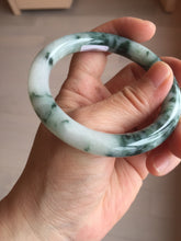 Load image into Gallery viewer, 55.5mm certified 100% natural Type A silent snow and green fire forest round cut jadeite jade bangle AA35-4285
