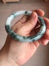Load image into Gallery viewer, 55.5mm certified 100% natural Type A silent snow and green fire forest round cut jadeite jade bangle AA35-4285
