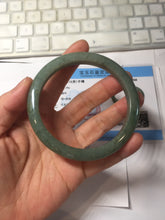 Load image into Gallery viewer, 61.2mm certified type A 100% Natural dark green gray Jadeite jade bangle PJ47-2858
