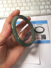 Load image into Gallery viewer, 61.2mm certified type A 100% Natural dark green gray Jadeite jade bangle PJ47-2858
