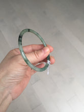 Load image into Gallery viewer, 56mm Certified Type A 100% Natural green/black/gray with dark green floating flowers slim round cut Jadeite bangle PD76-5745
