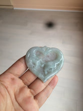 Load image into Gallery viewer, 100% Natural type A light green/white concentric hearts/pinky promise(执子之手，与子偕老) jadeite Jade pendant necklace AZ74
