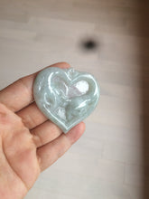 Load image into Gallery viewer, 100% Natural type A light green/white concentric hearts/pinky promise(执子之手，与子偕老) jadeite Jade pendant necklace AZ74
