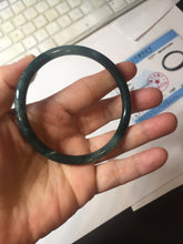 Load image into Gallery viewer, 60.6mm Certified Type A 100% Natura dark blue/green/gray/black Guatemala slim round cut Jadeite bangle AZ151-2054
