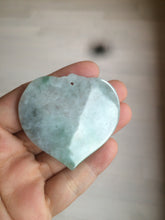 Load image into Gallery viewer, 100% Natural type A light green/white concentric hearts/pinky promise(执子之手，与子偕老) jadeite Jade pendant necklace AZ74
