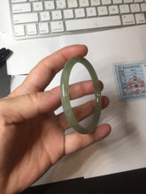 Load image into Gallery viewer, 57.6mm Certified 100% Natural light green gray Nephrite Bangle HN141-3359
