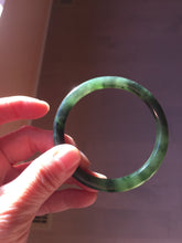 Load image into Gallery viewer, 55.7mm Certified 100% Natural Fresh Young Green/Dark Green/Black Green Ink Painting (绿水墨) Round Cut Nephrite (Wulanhai 乌兰海碧玉) Bangle HF135-7330
