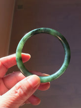 Load image into Gallery viewer, 55.7mm Certified 100% Natural Fresh Young Green/Dark Green/Black Green Ink Painting (绿水墨) Round Cut Nephrite (Wulanhai 乌兰海碧玉) Bangle HF135-7330
