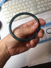 Load image into Gallery viewer, 61.5mm Certified Type A 100% Natura dark blue/green/gray/black Guatemala slim round cut Jadeite bangle AZ152-2047
