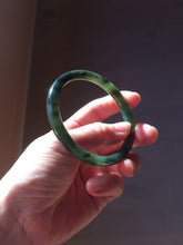 Load image into Gallery viewer, 55.7mm Certified 100% Natural Fresh Young Green/Dark Green/Black Green Ink Painting (绿水墨) Round Cut Nephrite (Wulanhai 乌兰海碧玉) Bangle HF135-7330
