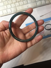 Load image into Gallery viewer, 61.5mm Certified Type A 100% Natura dark blue/green/gray/black Guatemala slim round cut Jadeite bangle AZ152-2047
