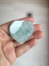 Load image into Gallery viewer, 100% Natural type A light green/white concentric hearts/pinky promise(执子之手，与子偕老) jadeite Jade pendant necklace AZ74
