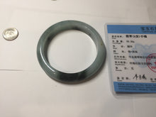 Load image into Gallery viewer, 59.3mm Certified type A 100% Natural oily dark green gray black(油青) Jadeite bangle PE31-2121
