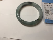 Load image into Gallery viewer, 59.3mm Certified type A 100% Natural oily dark green gray black(油青) Jadeite bangle PE31-2121
